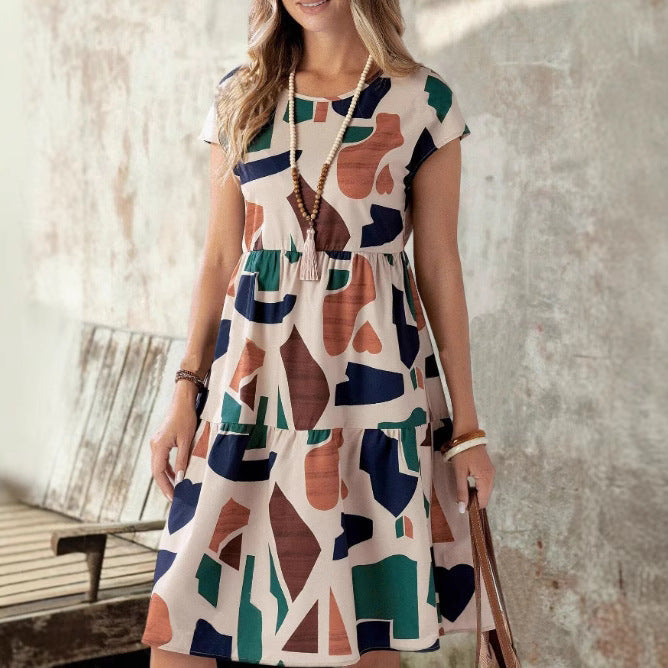 Damen Midikleid mit grafischem Muster und Schlaufenärmel Drune