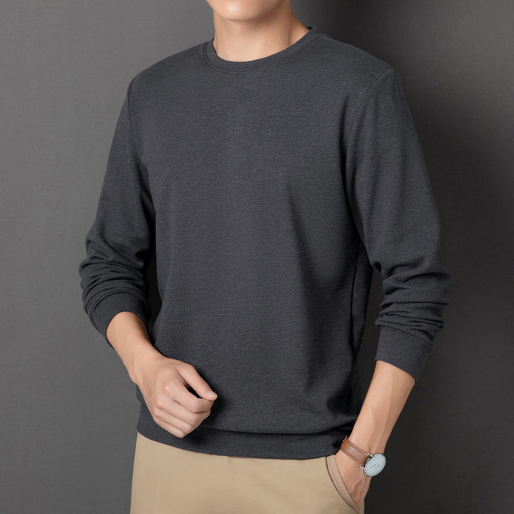 Herren Feines Rundhals-Sweatshirt aus Baumwollmix mit Regular-Fit und Rippbündchen Drune