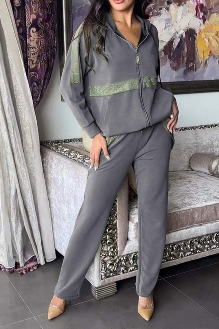 Damen Lässiges Sportanzug-Set mit modischem Schnitt und praktischen Taschen Drune
