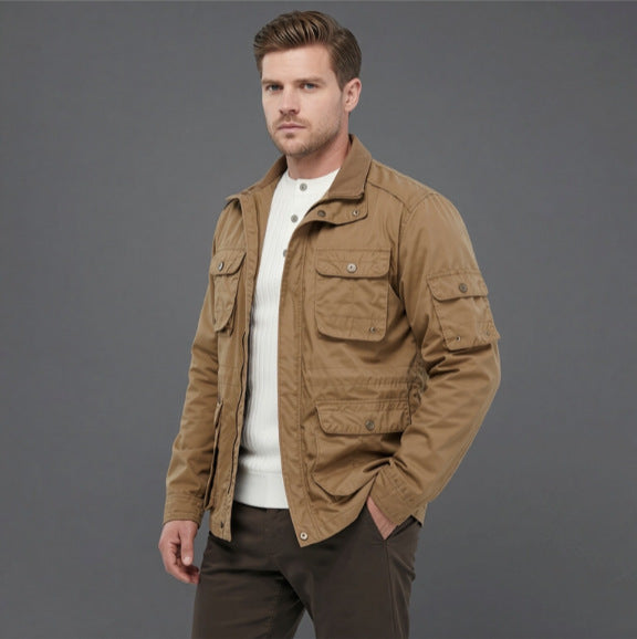 Herren Utility-Fieldjacke mit mehreren Pattentaschen und verstellbarer Taille Drune