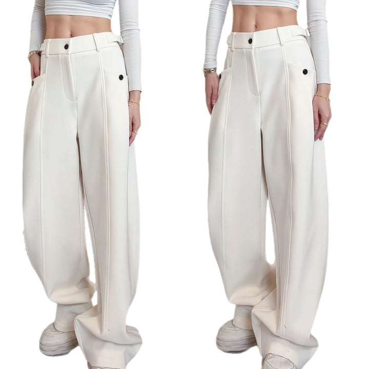 Damen Modische Weitgeschnittene Hochbundhose Drune