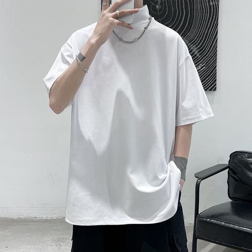 Herren nan oversized Rollkragen-T-Shirt mit halblangen Ärmeln und lässiger Boxy-Passform Drune