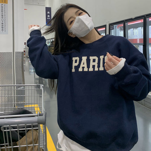 Damen lässiger Sweatshirt mit markantem Schriftzug Drune
