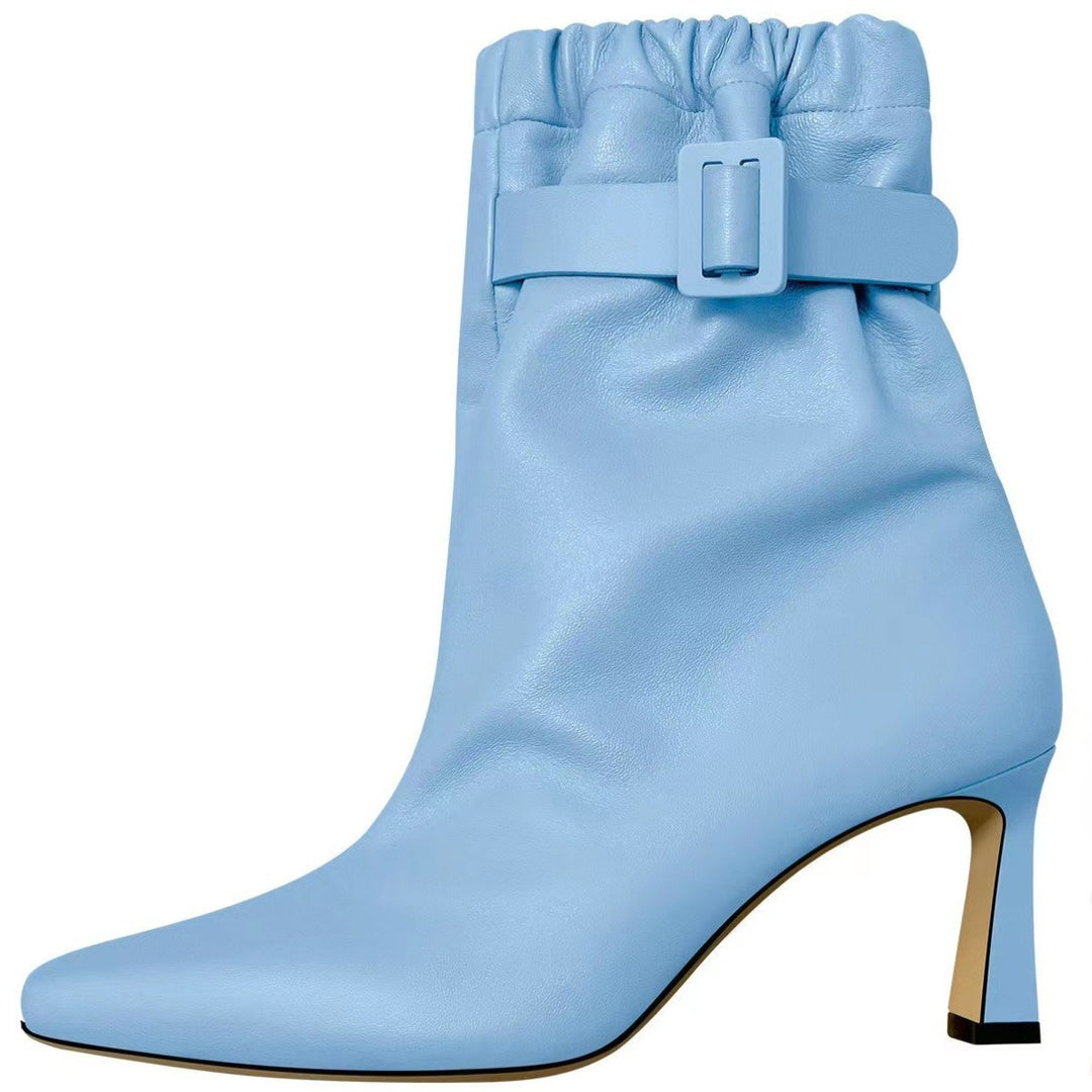 Damen Slouchy High-Heel Stiefeletten mit Schnallen-Detail Drune