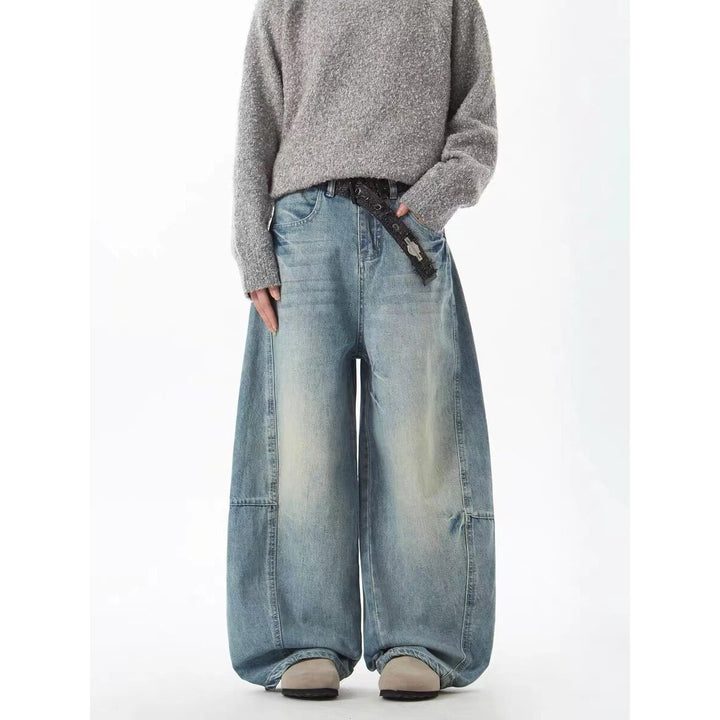 Damen Extraweite Vintage-Baggy-Jeans mit extra tiefem Schritt, entspannter Silhouette und used Waschung Drune