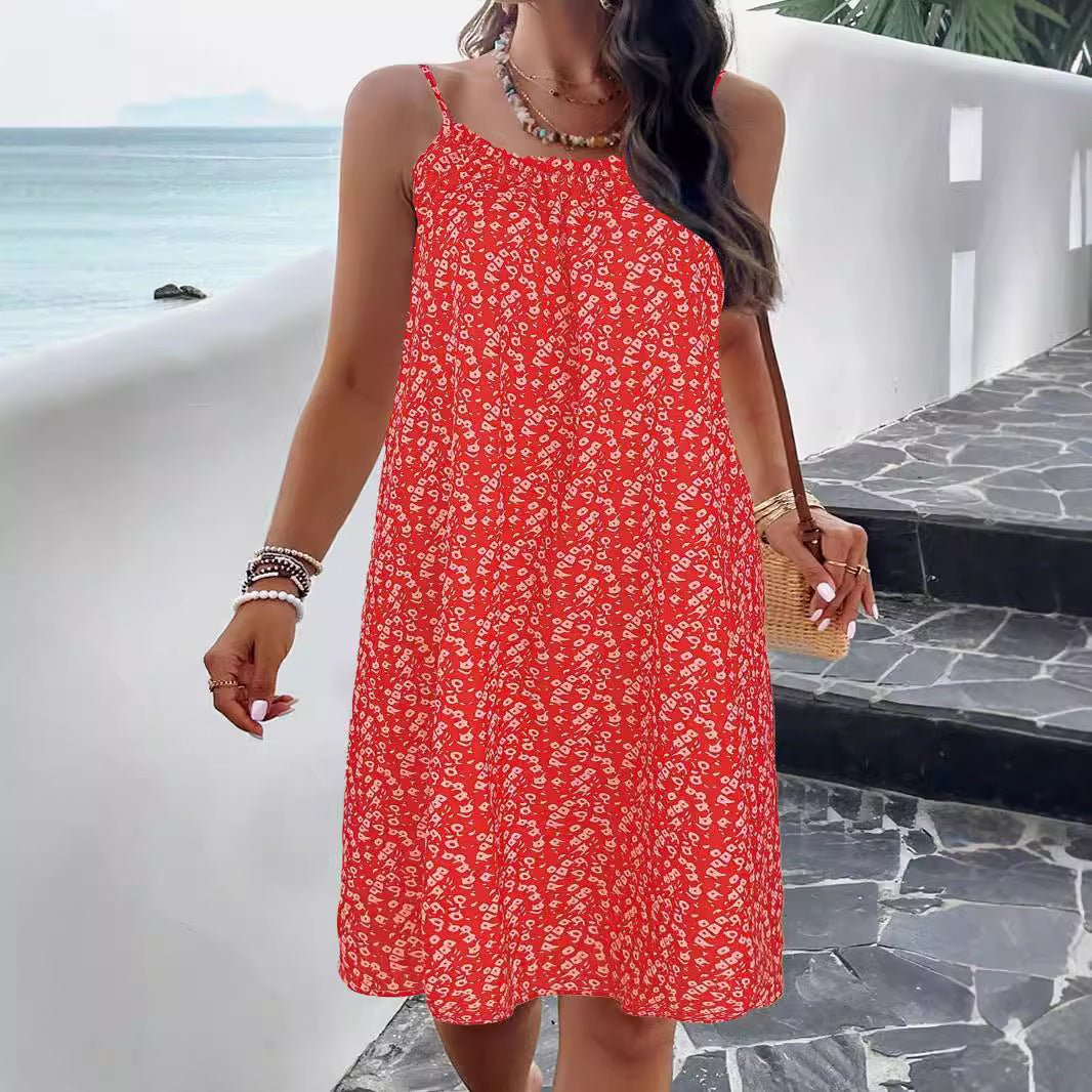 Frauen Floral Druck Swing Kleid Drune