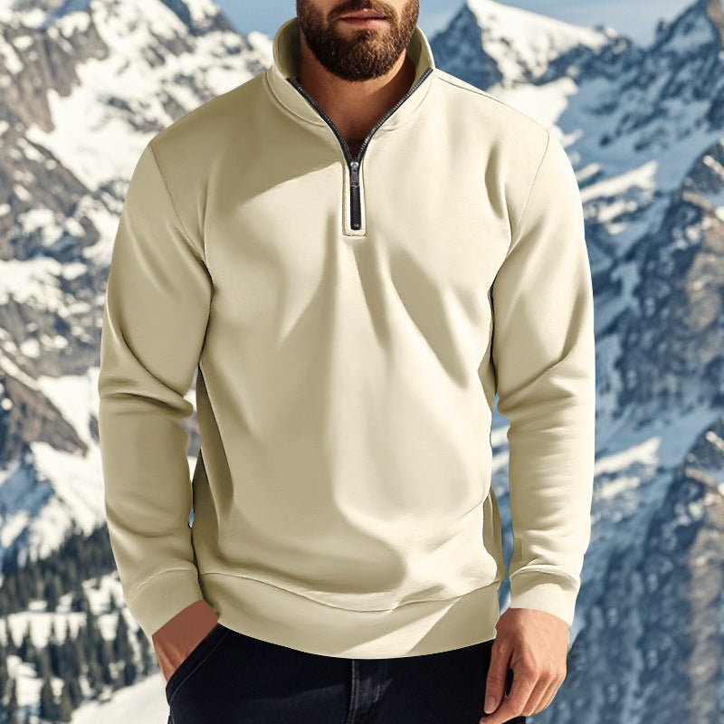 Herren nan komfortables Halbzip-Sweatshirt mit Stehkragen, leicht angerauter Innenseite und geripptem Saum Drune