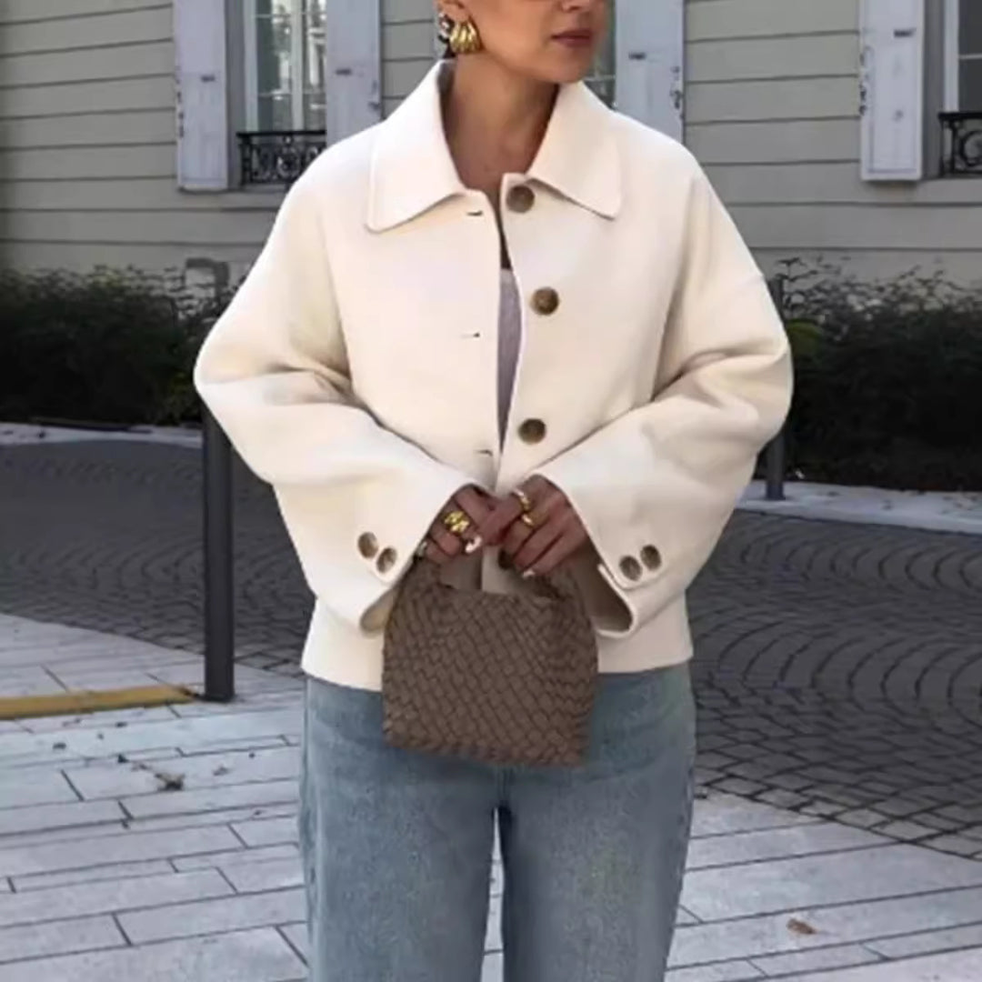 Damen Modische Oversized-Wolljacke mit Knopfdetails und weitem Schnitt Drune