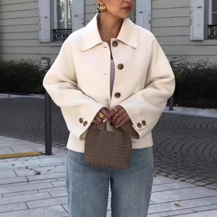 Damen Modische Oversized-Wolljacke mit Knopfdetails und weitem Schnitt Drune