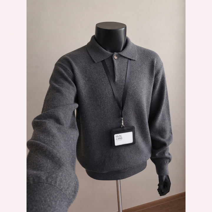 Herren Lässiger Strickpullover mit Polokragen Drune