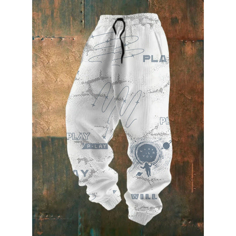 Damen Bequeme Freizeithose mit kreativem Druck Drune
