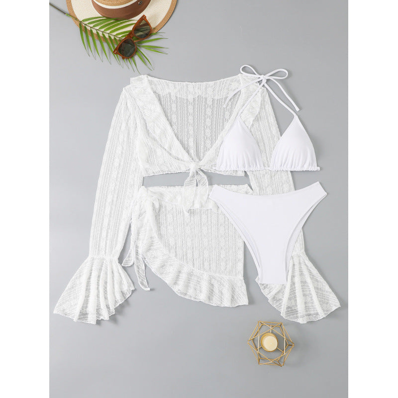 Damen Badeanzug-Set mit Spitzenoberteil und Rüschen von Drune