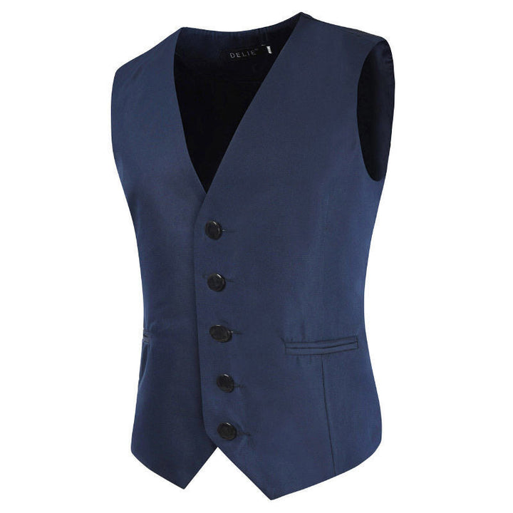 Herren Satin-Smokingsweste mit taillierter Passform, V-Ausschnitt und eleganter Knopfleiste Drune