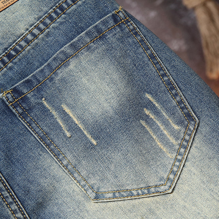 Herren Destroyed Denim-Shorts mit stylischen Rissen und Vintage-Details Drune