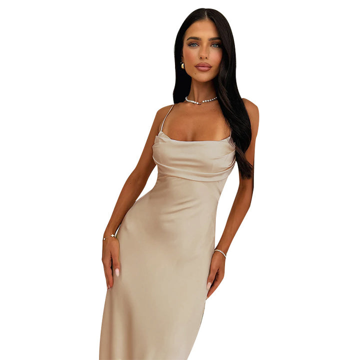 Damen Elegantes Maxikleid mit raffiniertem Cowl-Ausschnitt Drune
