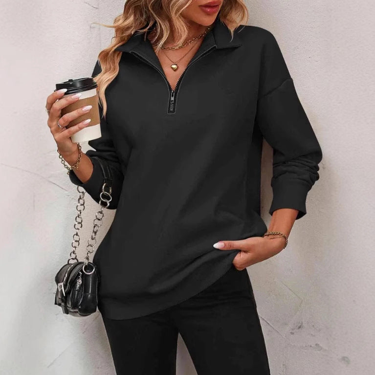 Damen Sweatshirt mit halbem Reißverschluss Drune