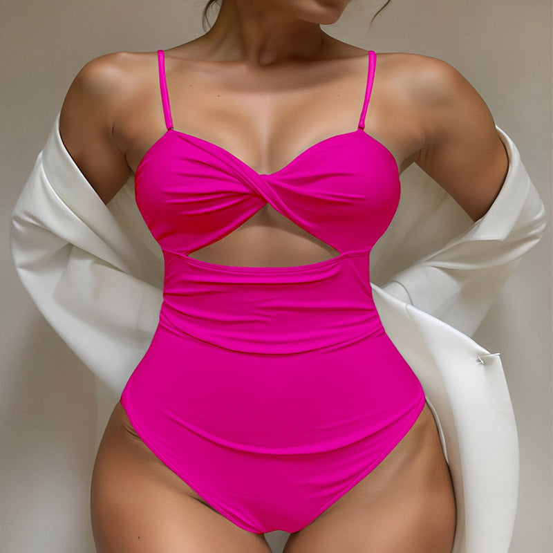 Damen Einteiler Badeanzug mit raffiniertem Cut-Out und verstellbaren Trägern Drune
