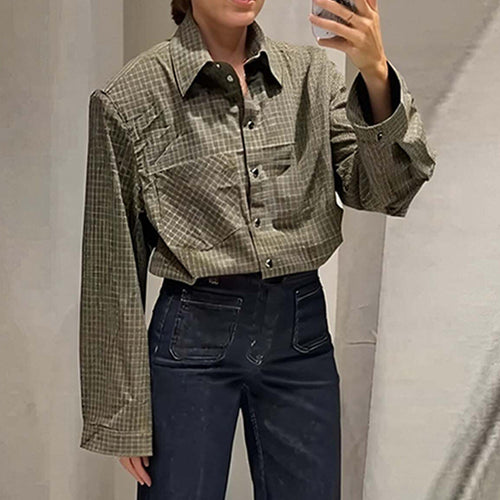 Damen Modische Karobluse mit lässigem Schnitt Drune