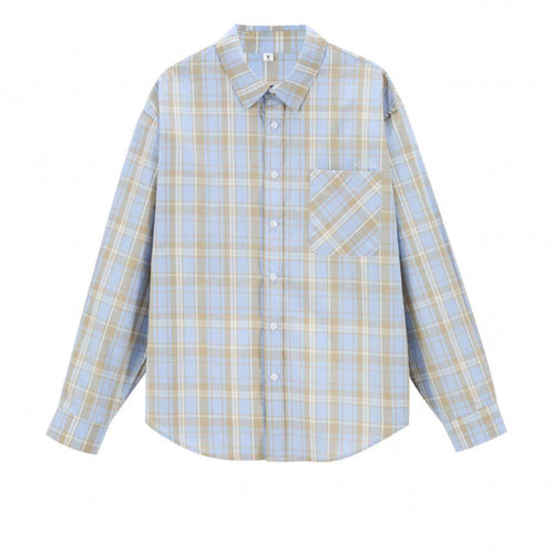 Unisex Boxy-kariertes Overshirt mit Hemdkragen und aufgesetzter Brusttasche Drune