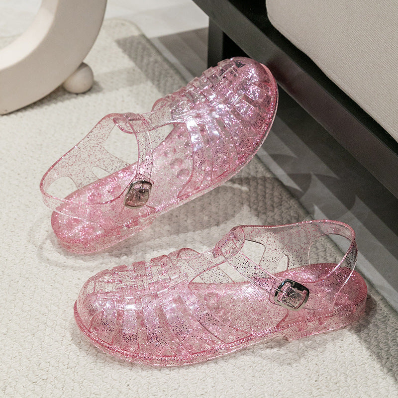 Damen Glitzernde Freizeit-Sandalen im Riemchen-Stil mit verstellbarem Verschluss Drune