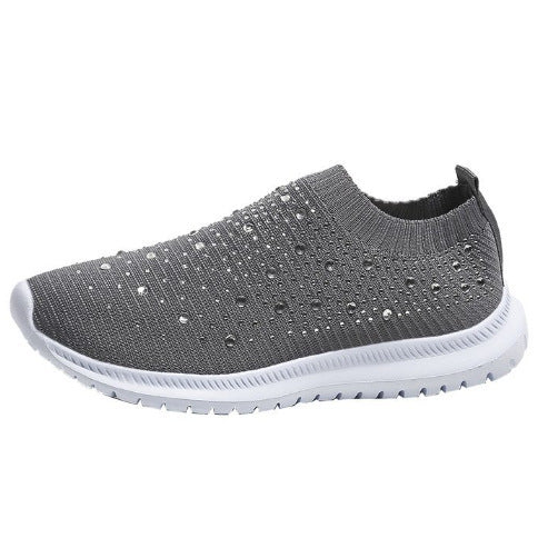Damen Elastischer Slip-On Strick-Sneaker mit Strassbesatz Drune