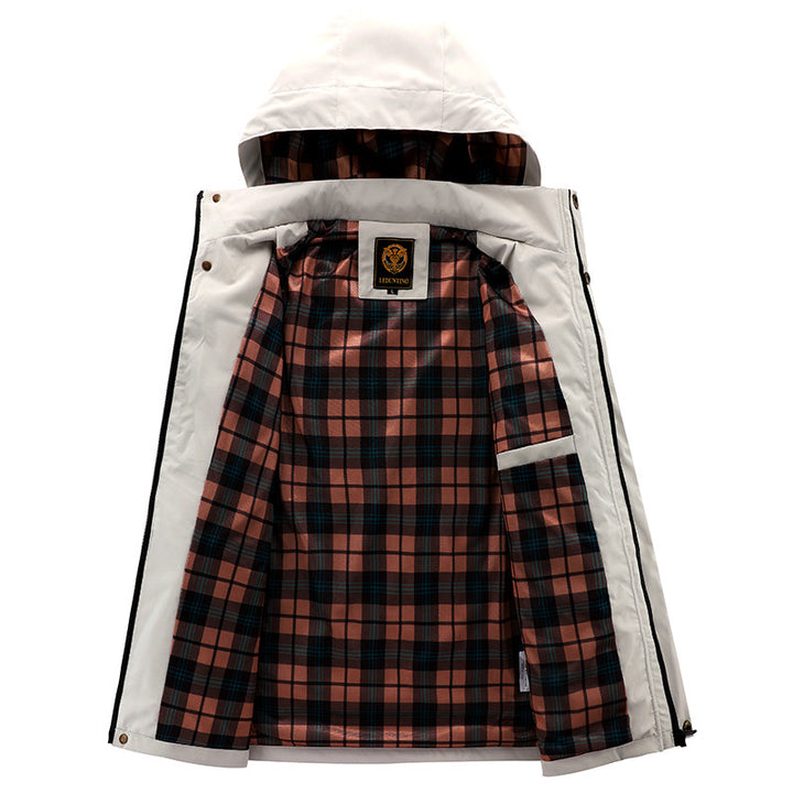 Herren nan wasserdichte Parka-Jacke mit Kapuze, mehrfachen Utility-Taschen, verstärkten Ärmelabschlüssen und winddichter Membran Drune