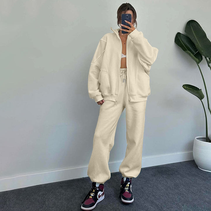Damen lässiger Zweiteiler mit oversized Hoodie und Jogginghose Drune
