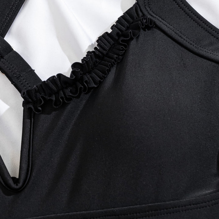 Damen Eleganter Einteiler mit Rüschen und tiefem V-Ausschnitt Drune
