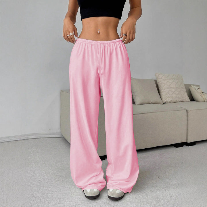 Damen nan weiter Highwaist Palazzo-Jogger mit elastischem Komfortbund, Kordelzug und seitlichen Eingrifftaschen Drune