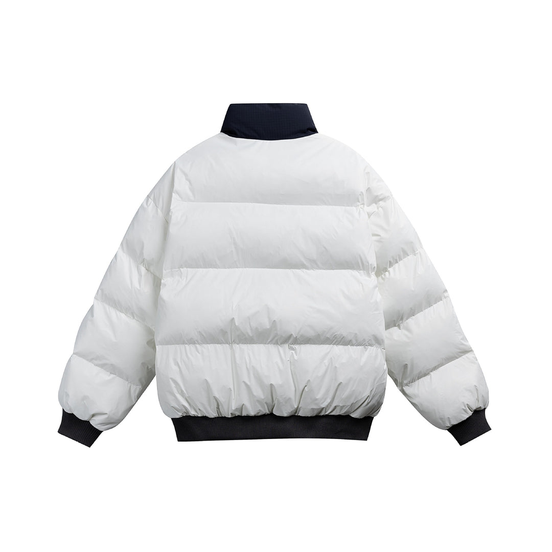 Unisex Kurz geschnittener ultraleichter Daunenoptik‑Puffer mit hohem Stehkragen und Rippbund Drune
