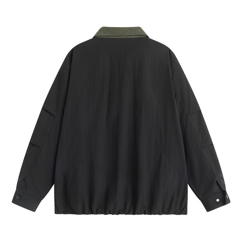 Herren Leichte Harrington-Übergangsjacke mit Cordkragen, verdeckter Druckknopfleiste & Reißverschlusstaschen Drune