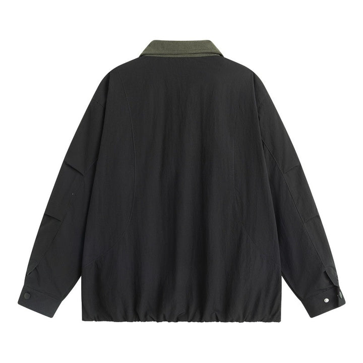 Herren Leichte Harrington-Übergangsjacke mit Cordkragen, verdeckter Druckknopfleiste & Reißverschlusstaschen Drune