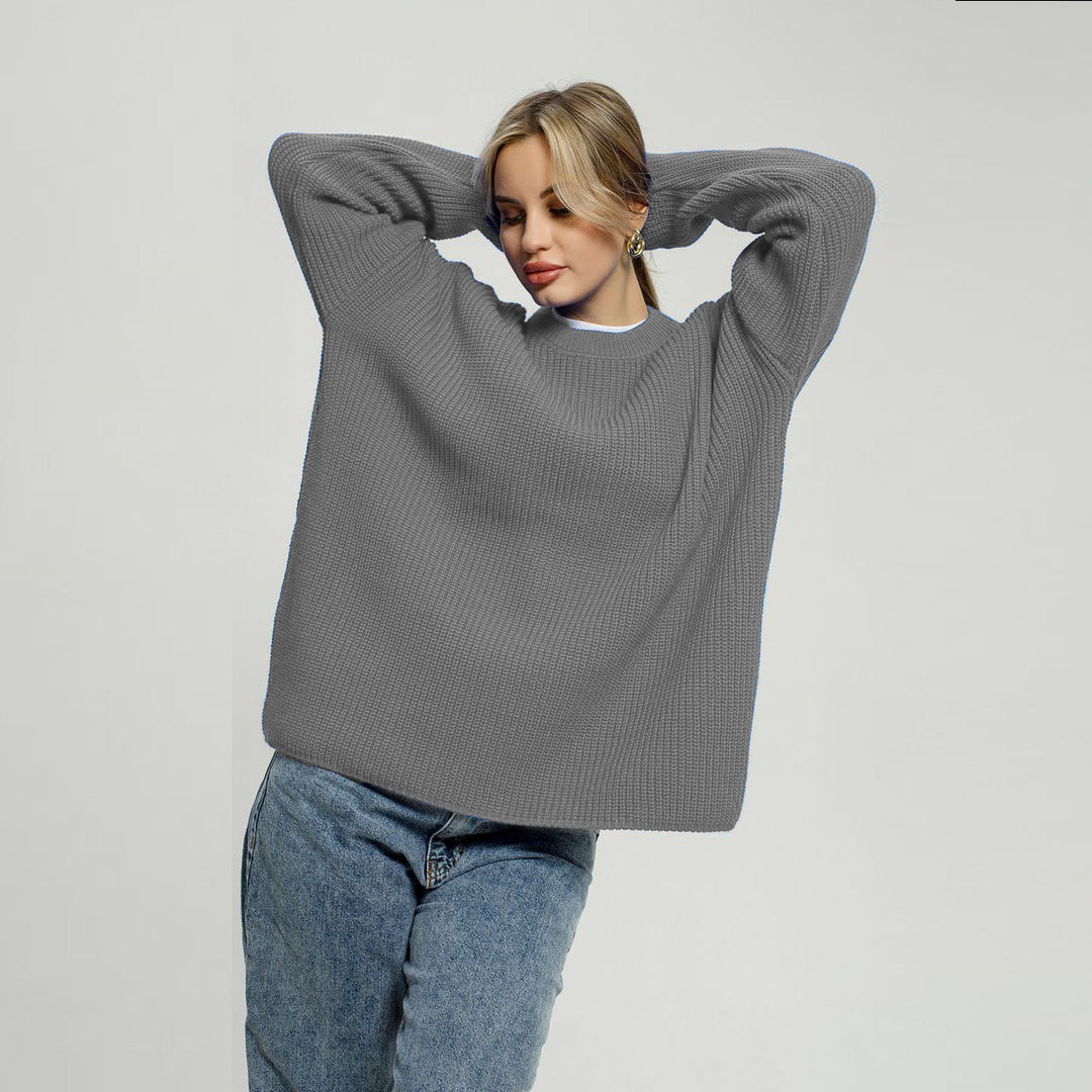 Damen lässiger Oversized Pullover mit strukturiertem Strickmuster Drune