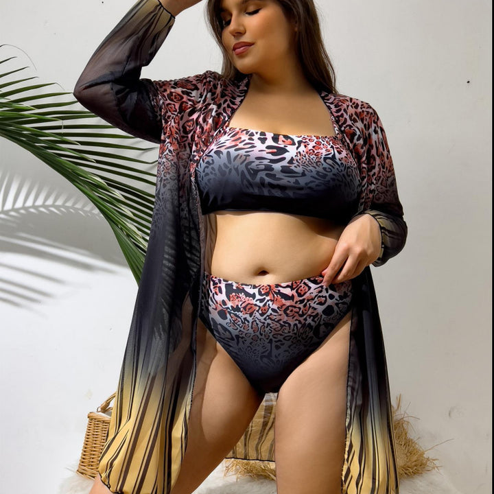 Damen Bikini-Set mit elegantem Wickelrock und modischem Leopardenmuster Drune