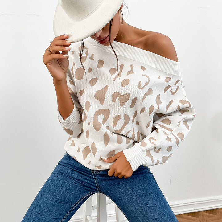 Damen Verspielt geschnittener Pullover mit Leopardenmuster Drune