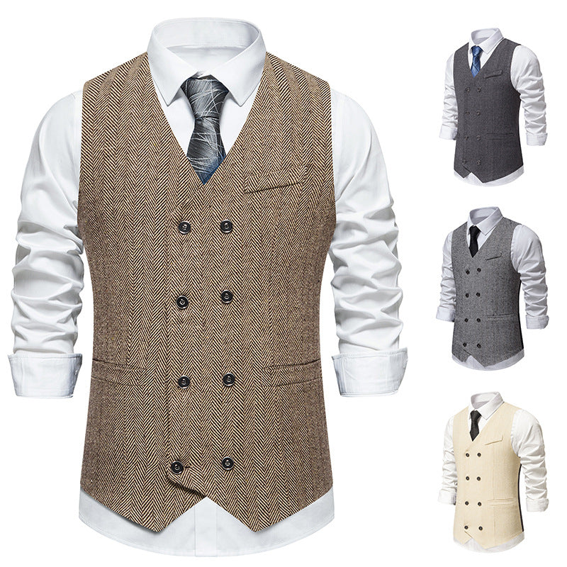 Herren elegante Weste mit strukturiertem Hahnentrittmuster Drune