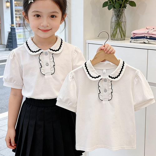Mädchen modische Bluse mit Rüschendetails Drune