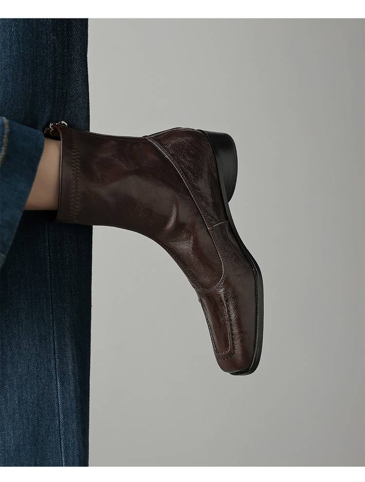 Damen Modische Leder-Stiefeletten mit elegantem Schnitt Drune