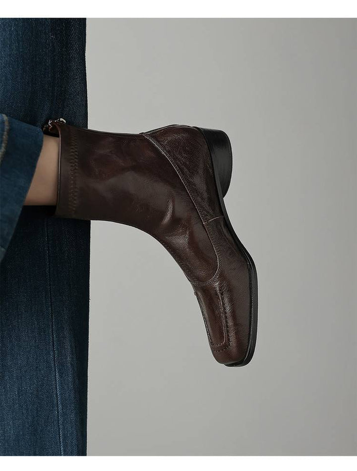 Damen Modische Leder-Stiefeletten mit elegantem Schnitt Drune