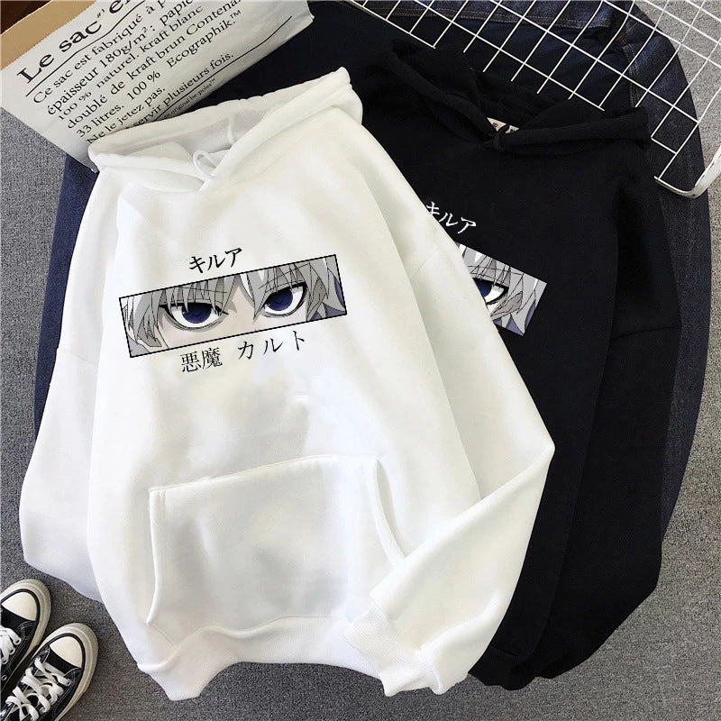 Unisex nan oversized Kapuzenpullover mit anime Augenprint und weicher Baumwollmischung Drune