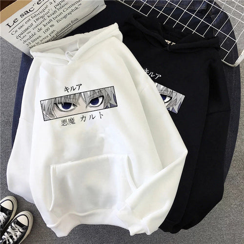 Unisex nan oversized Kapuzenpullover mit anime Augenprint und weicher Baumwollmischung Drune