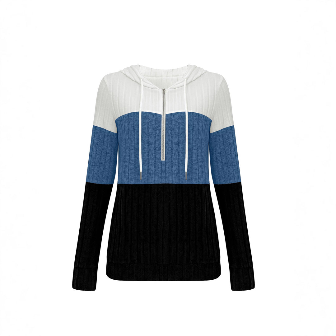 Damen Geripptes Lounge-Set mit Kapuzen-Halfzip und weitem Palazzo-Strickhose Drune