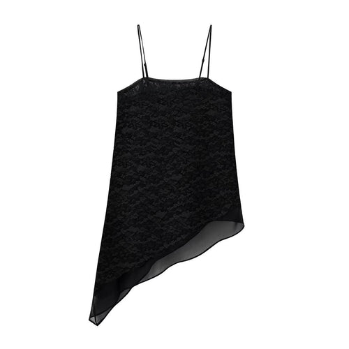 Damen-Spitzen-Camisole mit asymmetrischem Schnitt und dekorativen Trägern Drune