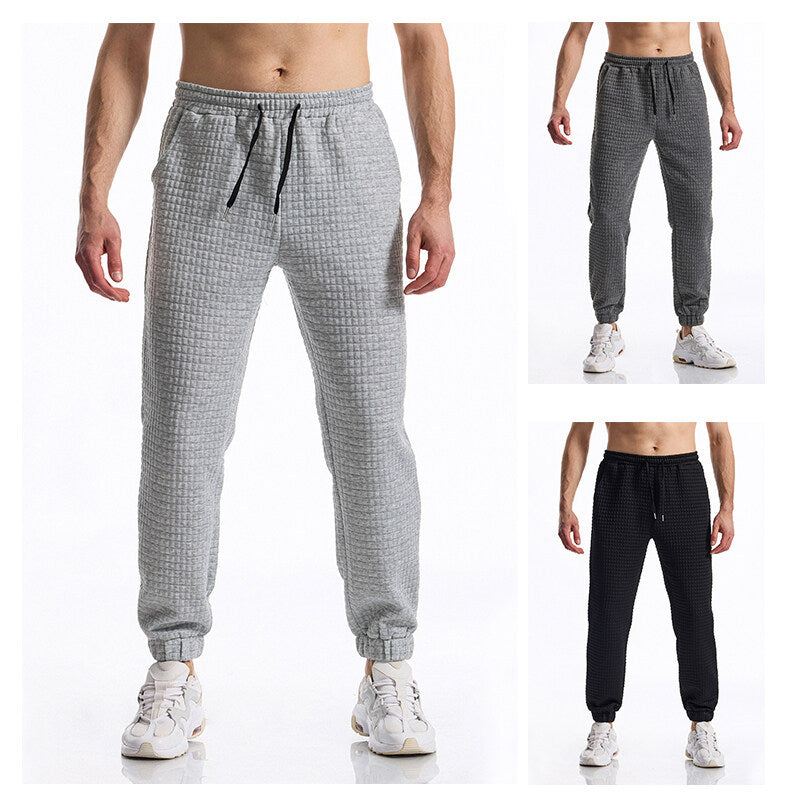 Herren Strukturierte Waffel-Jogginghose mit elastischem Bund und schmal zulaufendem Bein Drune