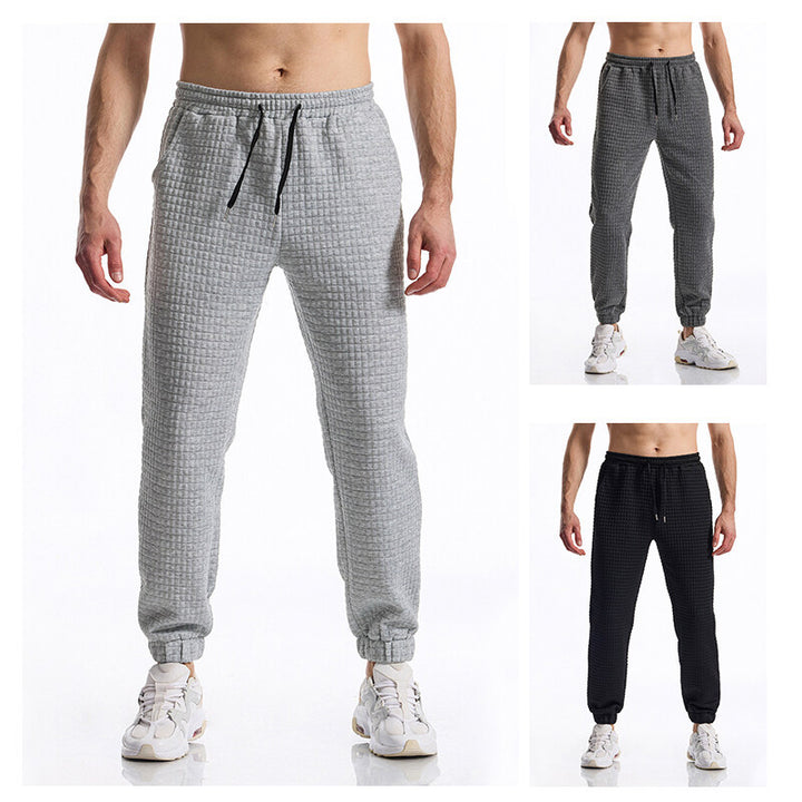 Herren Strukturierte Waffel-Jogginghose mit elastischem Bund und schmal zulaufendem Bein Drune