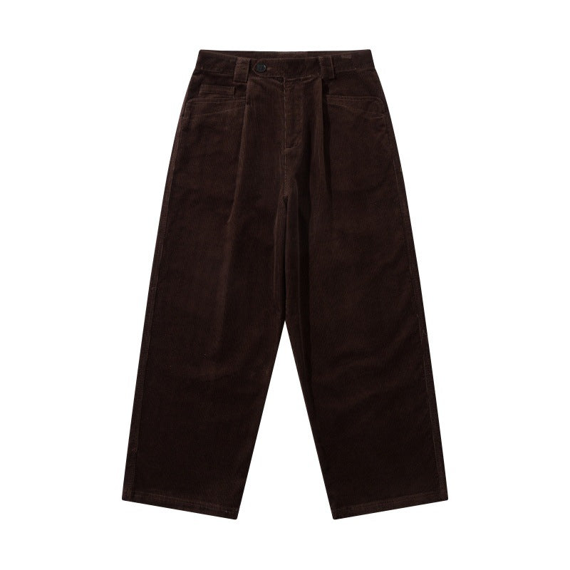Herren Weite Cordhose mit Bundfalten, hoher Taille und geradem Bein Drune