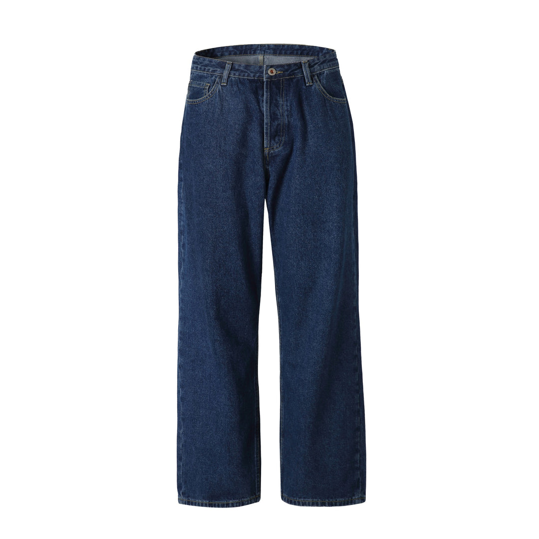 Damen Hochtaillierte gerade geschnittene Denim-Jeans mit weitem Bein Drune
