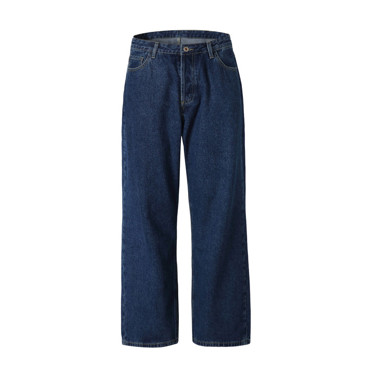 Damen Hochtaillierte gerade geschnittene Denim-Jeans mit weitem Bein Drune