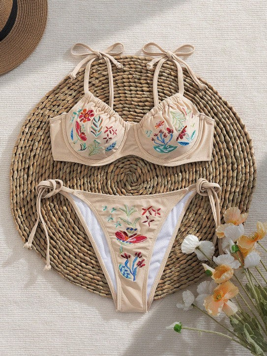 Damen Eleganter Bikini mit kunstvollen Stickereien Drune