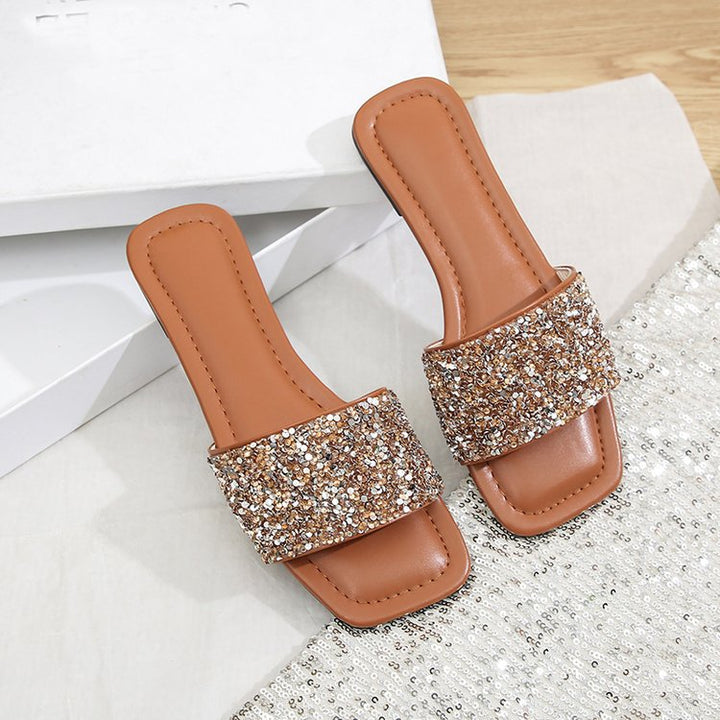 Damen elegante Strass-Pantoletten Drune